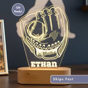 Baseball Glove Night Light – Personalized LED Sports Room Decor